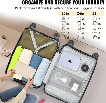 Expandable Carry On Luggage 22x14x9 Airline Approved, 20 Inch Travel Luggage with Spinner Wheels, Lightweight Hard Shell Suitcase Carry on Blue