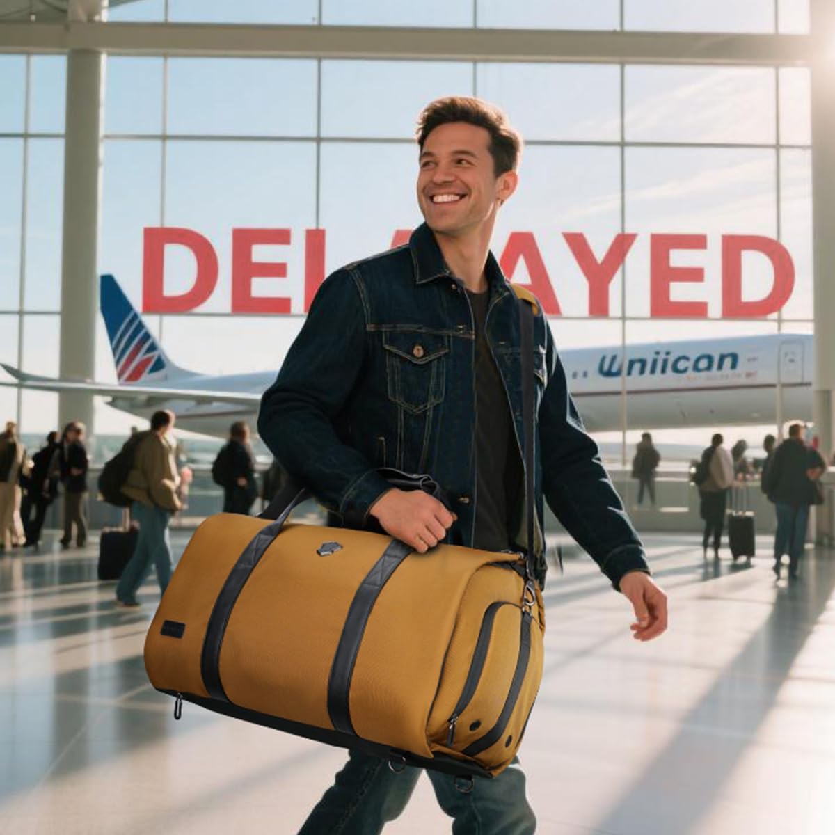 2-Suit Garment Duffle Bags for Travel Men, 60L-Large Carry on Garment Duffel Bag, Convertible Garment Duffel Bag w/Shoe Compartment, Foldable Garment Bags for Hanging Clothes Travel