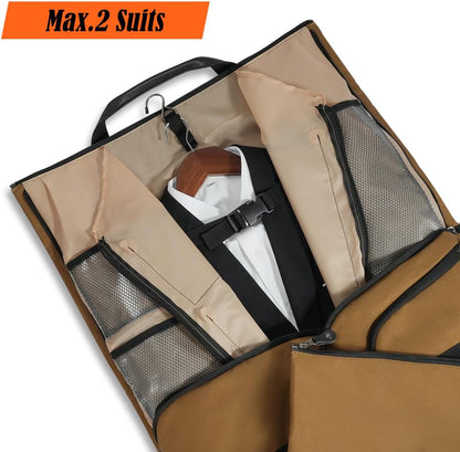 2-Suit Garment Duffle Bags for Travel Men, 60L-Large Carry on Garment Duffel Bag, Convertible Garment Duffel Bag w/Shoe Compartment, Foldable Garment Bags for Hanging Clothes Travel