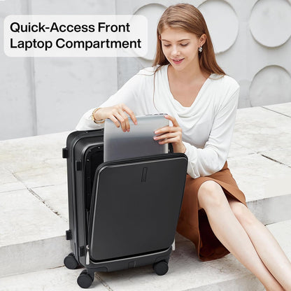 Carry On Luggage with Wheels, 20 Inch Hard Shell Suitcases TSA Approved Travel Luggage Carry-On Hard Case Luggage,Smoke White