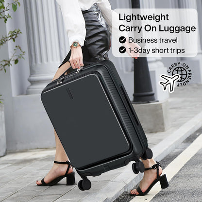 Carry On Luggage with Wheels, 20 Inch Hard Shell Suitcases TSA Approved Travel Luggage Carry-On Hard Case Luggage,Smoke White
