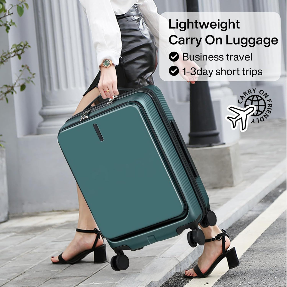 Carry On Luggage with Wheels, 20 Inch Hard Shell Suitcases TSA Approved Travel Luggage Carry-On Hard Case Luggage,Smoke White