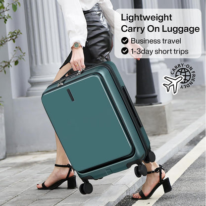 Carry On Luggage with Wheels, 20 Inch Hard Shell Suitcases TSA Approved Travel Luggage Carry-On Hard Case Luggage,Smoke White