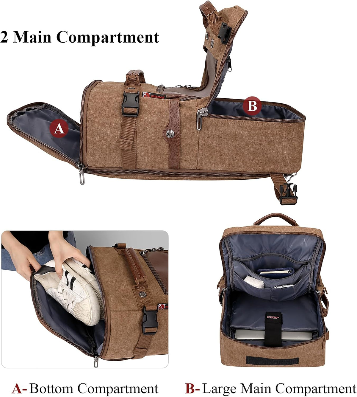Travel Backpack for Men Large Convertible Duffel Bag Fits 16 Inch | Carry on Luggage Backpack, Large Canvas 3 in 1 Rucksack, With Shoe Compartment, For Weekend Trips, A2021 Big Size Blue