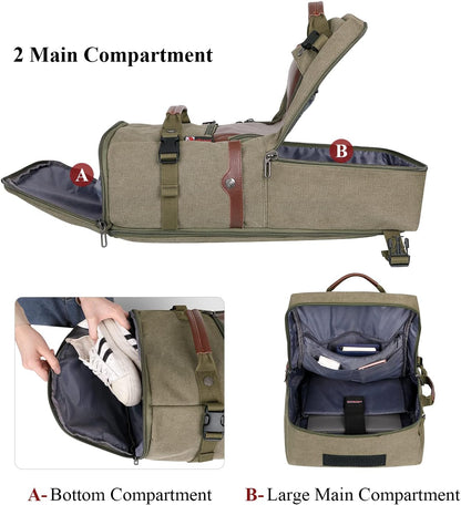 Travel Backpack for Men Large Convertible Duffel Bag Fits 16 Inch | Carry on Luggage Backpack, Large Canvas 3 in 1 Rucksack, With Shoe Compartment, For Weekend Trips, A2021 Big Size Blue