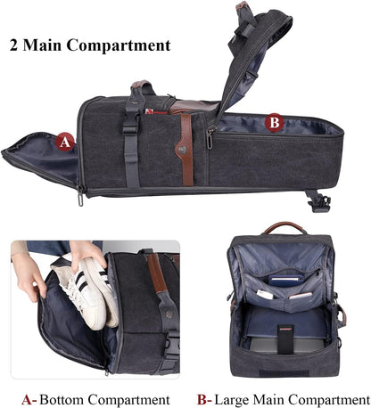 Travel Backpack for Men Large Convertible Duffel Bag Fits 16 Inch | Carry on Luggage Backpack, Large Canvas 3 in 1 Rucksack, With Shoe Compartment, For Weekend Trips, A2021 Big Size Blue