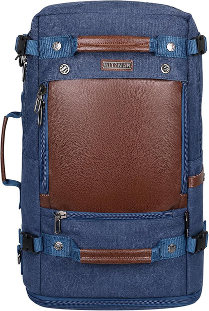 Travel Backpack for Men Large Convertible Duffel Bag Fits 16 Inch | Carry on Luggage Backpack, Large Canvas 3 in 1 Rucksack, With Shoe Compartment, For Weekend Trips, A2021 Big Size Blue