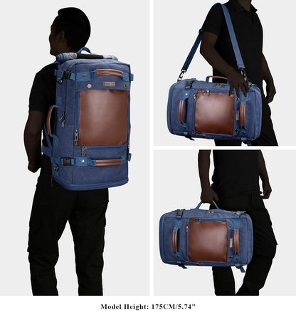 Travel Backpack for Men Large Convertible Duffel Bag Fits 16 Inch | Carry on Luggage Backpack, Large Canvas 3 in 1 Rucksack, With Shoe Compartment, For Weekend Trips, A2021 Big Size Blue