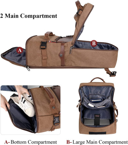 Travel Backpack for Men Large Convertible Duffel Bag Fits 16 Inch | Carry on Luggage Backpack, Large Canvas 3 in 1 Rucksack, With Shoe Compartment, For Weekend Trips, A2021 Big Size Blue