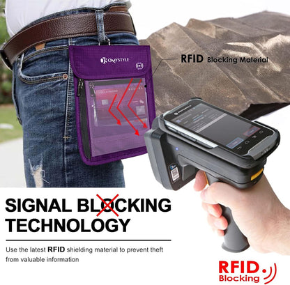 Neck Wallet, RFID Passport Holder for Travel, Adjustable Neck Strap, Waterproof Neck Pouch for Men & Women to Keep Cash, Credit Cards and Documents Safe, Red (8x6)