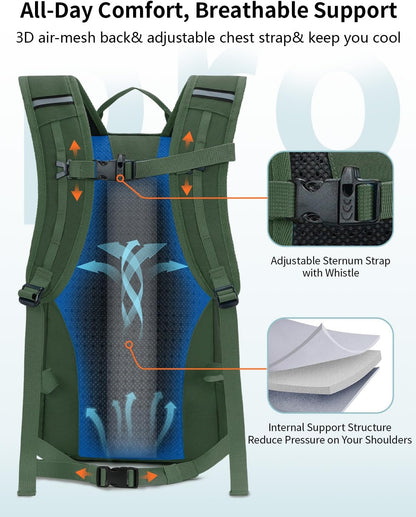 Small Hiking Backpack for Men Women, 20L Lightweight Travel Backpacks Water Resistant Camping Cycling Hiking Daypack