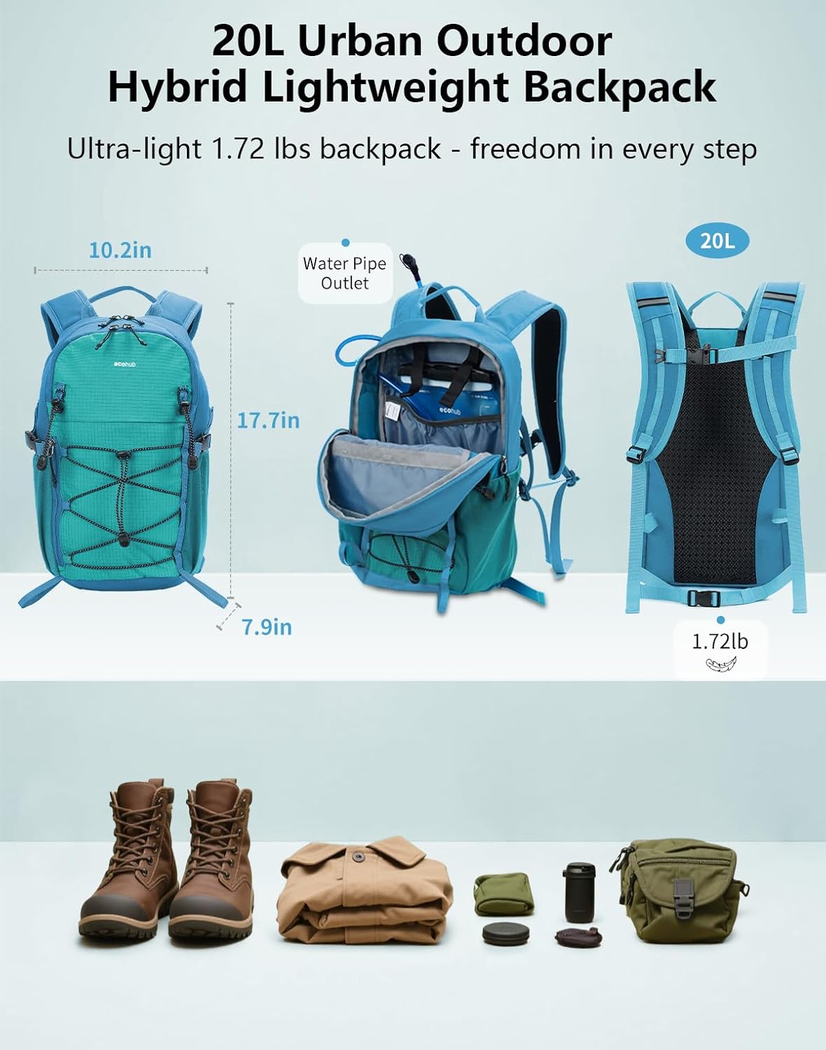 Small Hiking Backpack for Men Women, 20L Lightweight Travel Backpacks Water Resistant Camping Cycling Hiking Daypack
