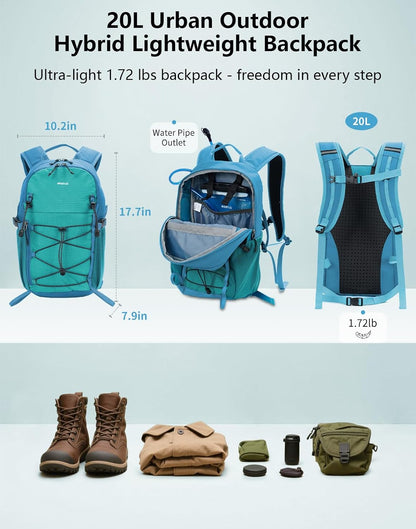 Small Hiking Backpack for Men Women, 20L Lightweight Travel Backpacks Water Resistant Camping Cycling Hiking Daypack