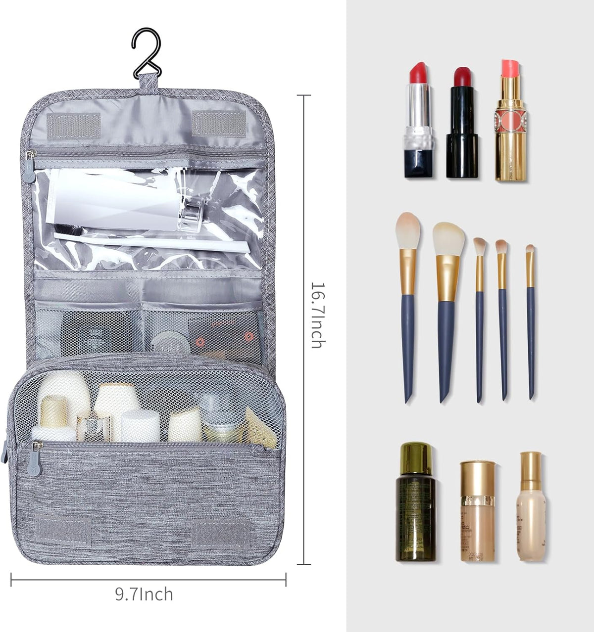 Large Capacity Toiletry Bag Travel Bag with Hanging Hook for Men and Women Waterproof Travel Cosmetic Bag Bathroom Bag,with TSA Approved Zippers Clear Travel Makeup Bag Carry-on