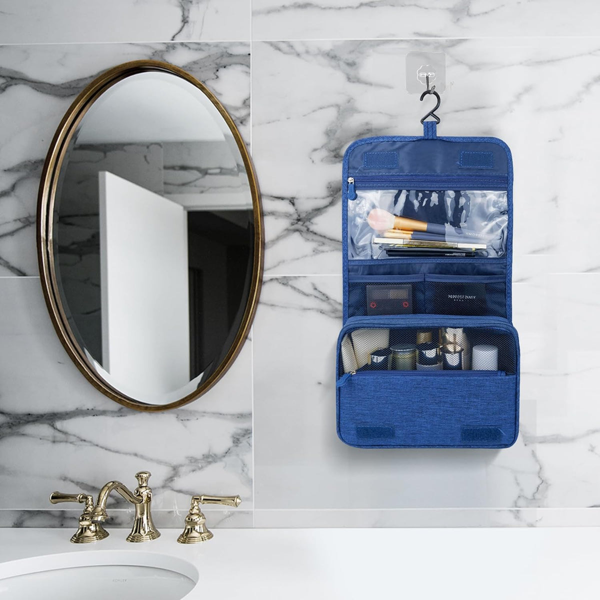 Large Capacity Toiletry Bag Travel Bag with Hanging Hook for Men and Women Waterproof Travel Cosmetic Bag Bathroom Bag,with TSA Approved Zippers Clear Travel Makeup Bag Carry-on