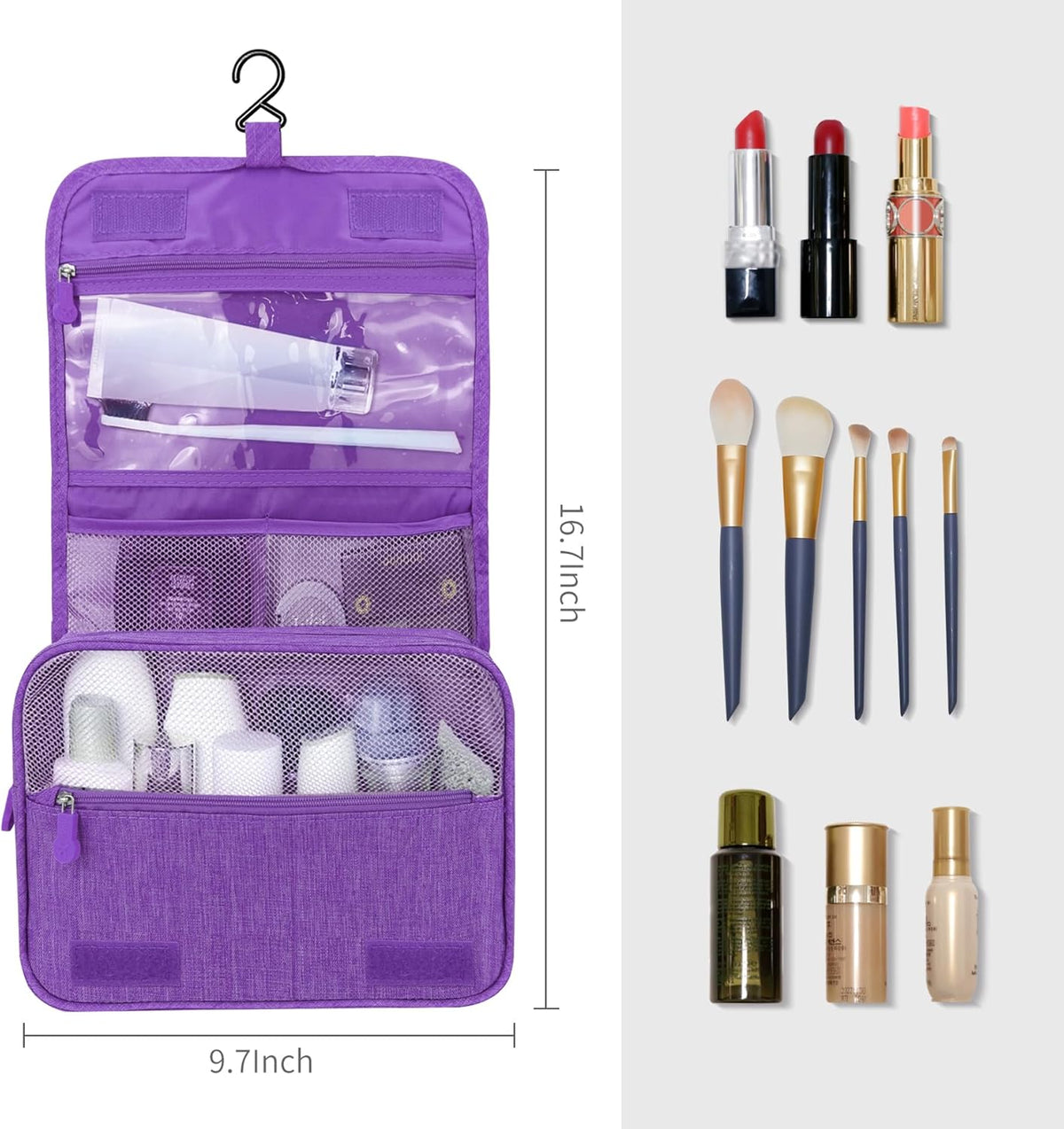 Large Capacity Toiletry Bag Travel Bag with Hanging Hook for Men and Women Waterproof Travel Cosmetic Bag Bathroom Bag,with TSA Approved Zippers Clear Travel Makeup Bag Carry-on