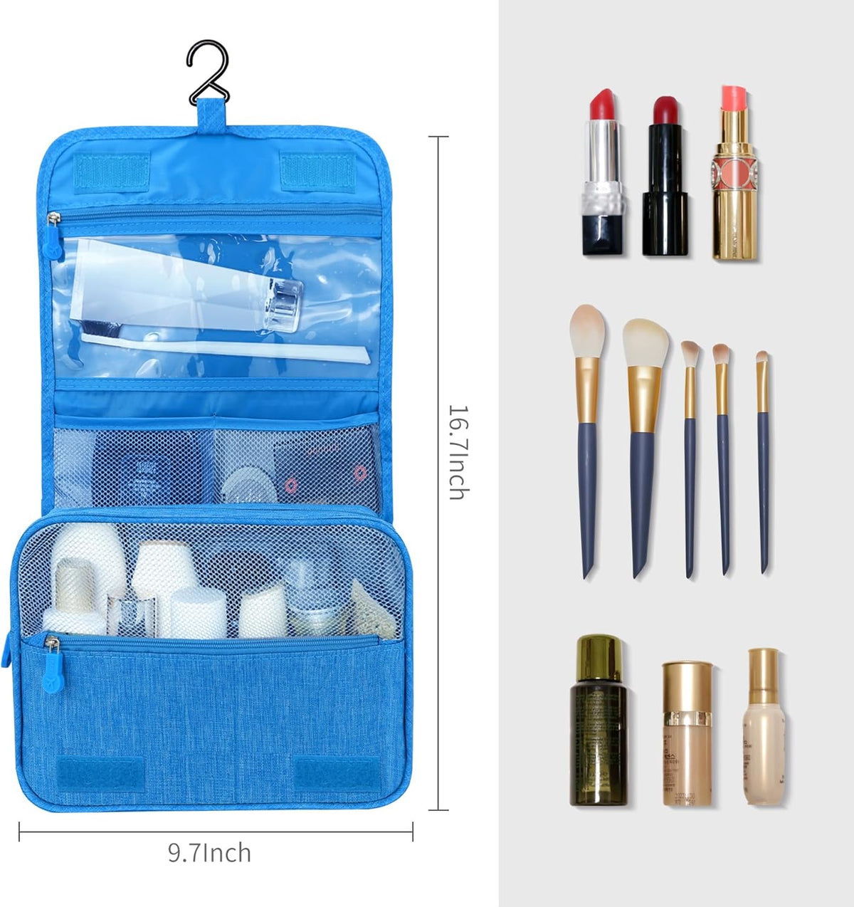 Large Capacity Toiletry Bag Travel Bag with Hanging Hook for Men and Women Waterproof Travel Cosmetic Bag Bathroom Bag,with TSA Approved Zippers Clear Travel Makeup Bag Carry-on