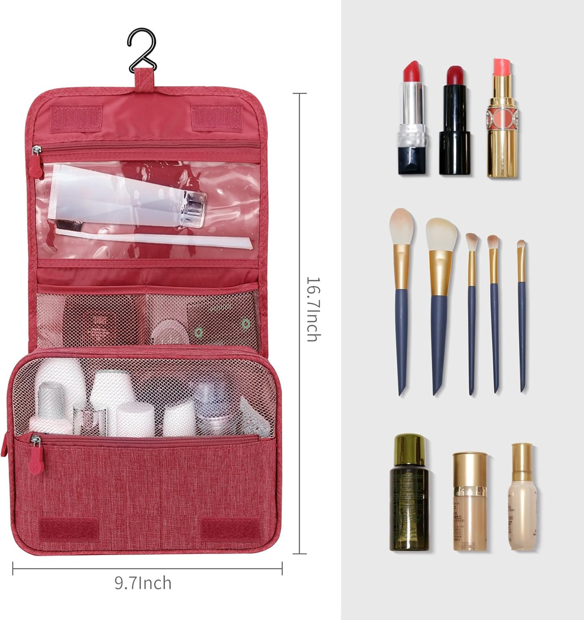 Large Capacity Toiletry Bag Travel Bag with Hanging Hook for Men and Women Waterproof Travel Cosmetic Bag Bathroom Bag,with TSA Approved Zippers Clear Travel Makeup Bag Carry-on