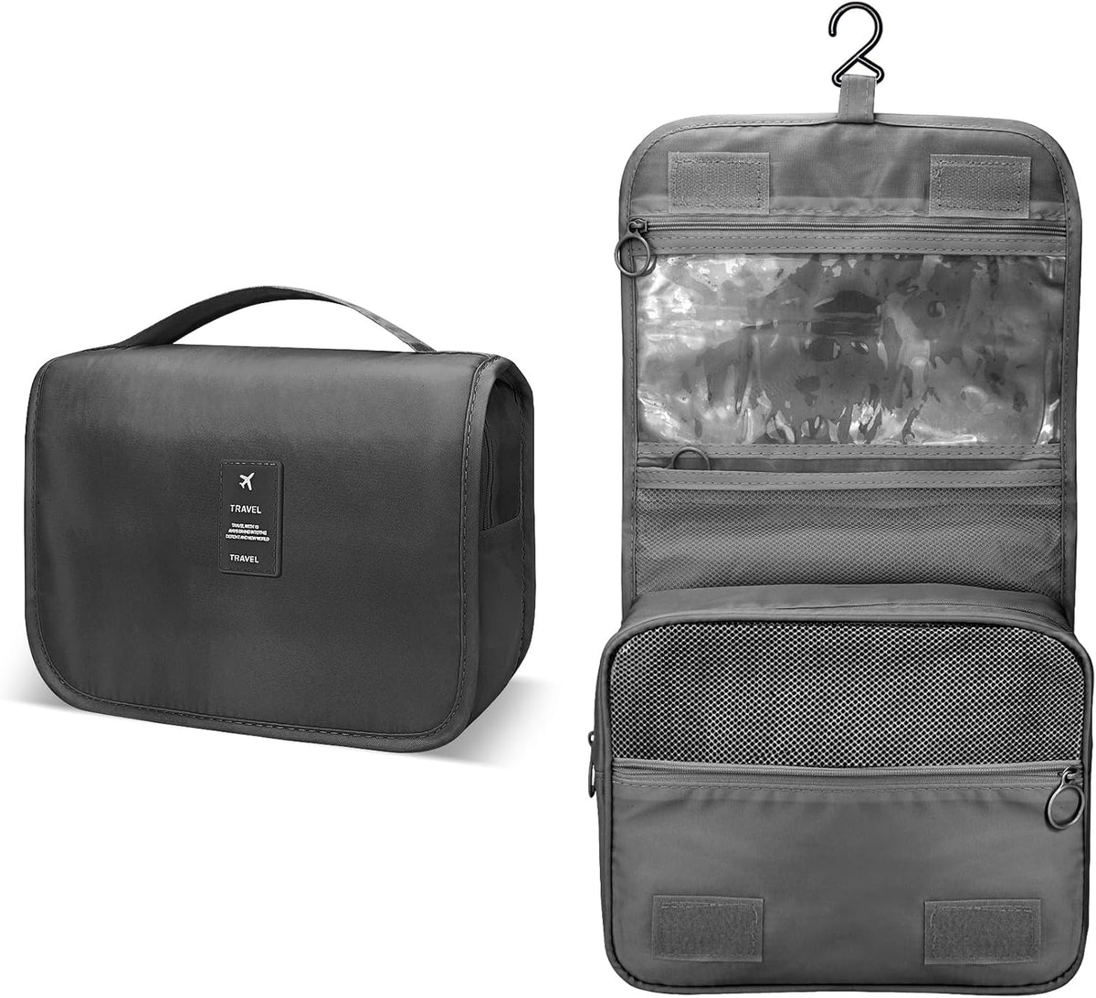Large Capacity Toiletry Bag Travel Bag with Hanging Hook for Men and Women Waterproof Travel Cosmetic Bag Bathroom Bag,with TSA Approved Zippers Clear Travel Makeup Bag Carry-on