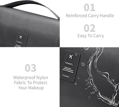 Large Capacity Toiletry Bag Travel Bag with Hanging Hook for Men and Women Waterproof Travel Cosmetic Bag Bathroom Bag,with TSA Approved Zippers Clear Travel Makeup Bag Carry-on