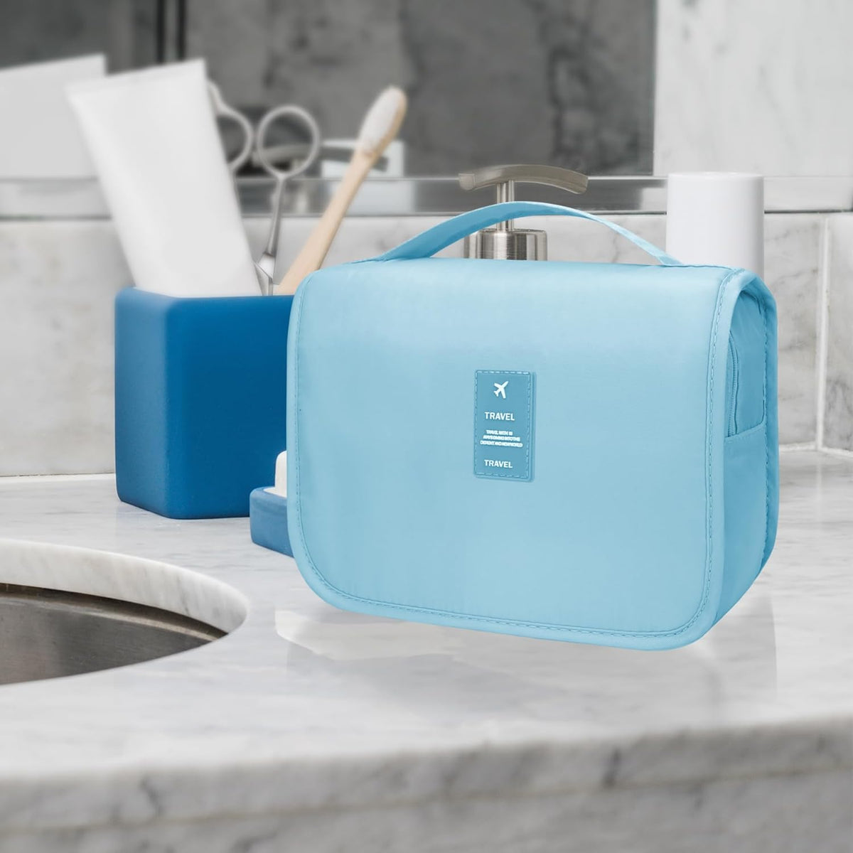 Large Capacity Toiletry Bag Travel Bag with Hanging Hook for Men and Women Waterproof Travel Cosmetic Bag Bathroom Bag,with TSA Approved Zippers Clear Travel Makeup Bag Carry-on