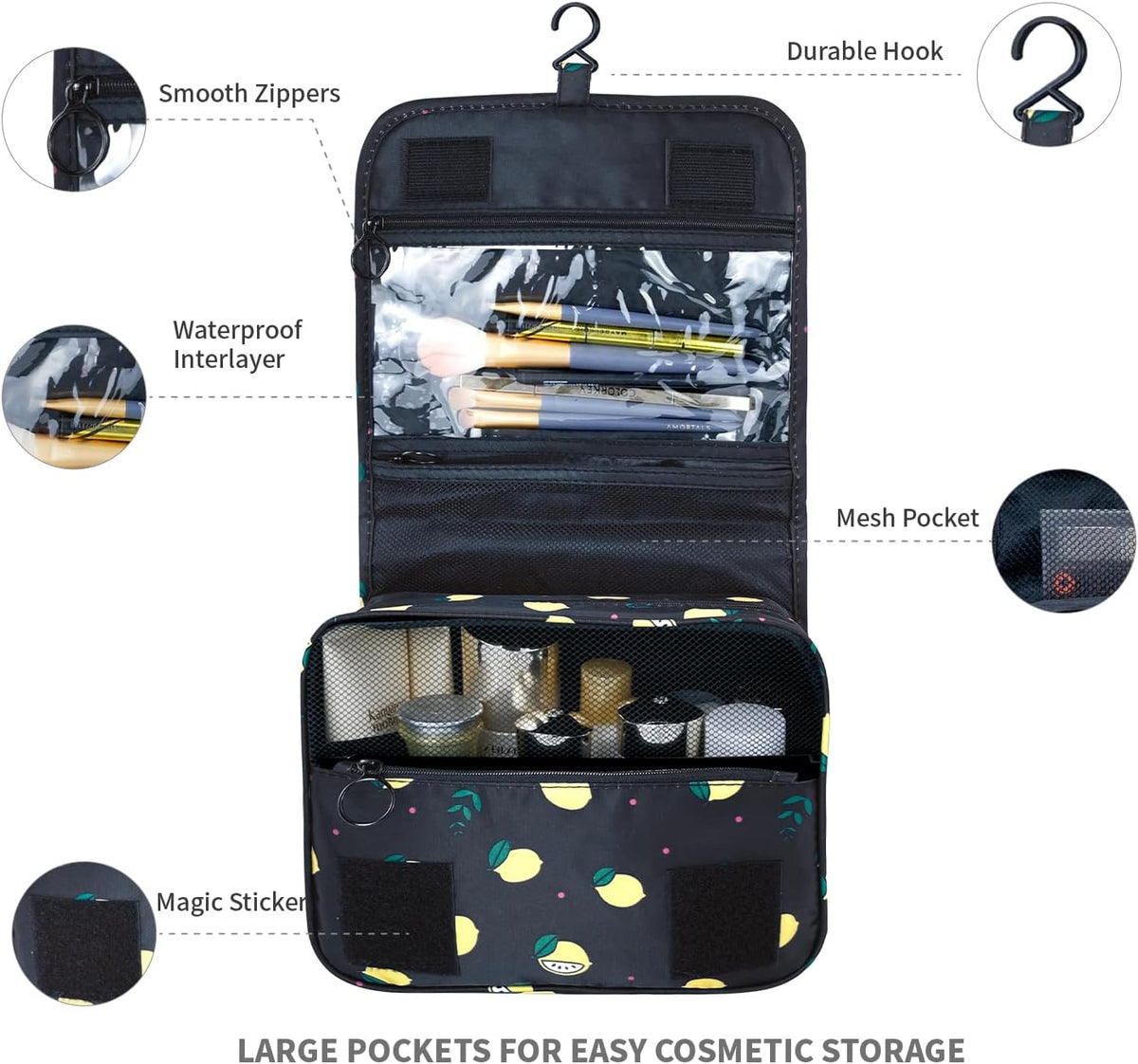 Large Capacity Toiletry Bag Travel Bag with Hanging Hook for Men and Women Waterproof Travel Cosmetic Bag Bathroom Bag,with TSA Approved Zippers Clear Travel Makeup Bag Carry-on