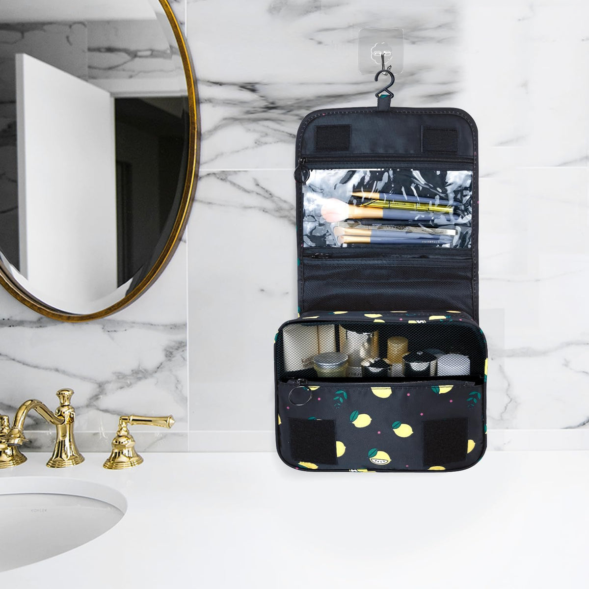 Large Capacity Toiletry Bag Travel Bag with Hanging Hook for Men and Women Waterproof Travel Cosmetic Bag Bathroom Bag,with TSA Approved Zippers Clear Travel Makeup Bag Carry-on