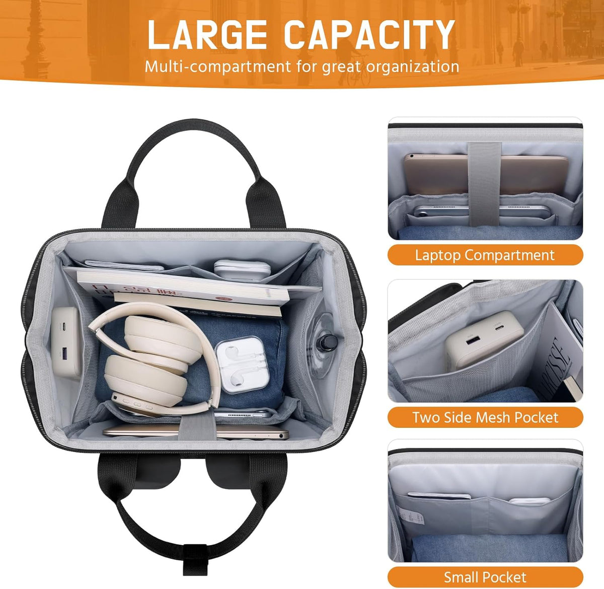 Laptop Backpack for Women Men, 15.6-17.3" Waterproof Travel Bag | Anti-theft Design, Lightweight, Luggage Strap, Device Protection, Breathable,Multi-Pockets, Perfect for Work/Business/School