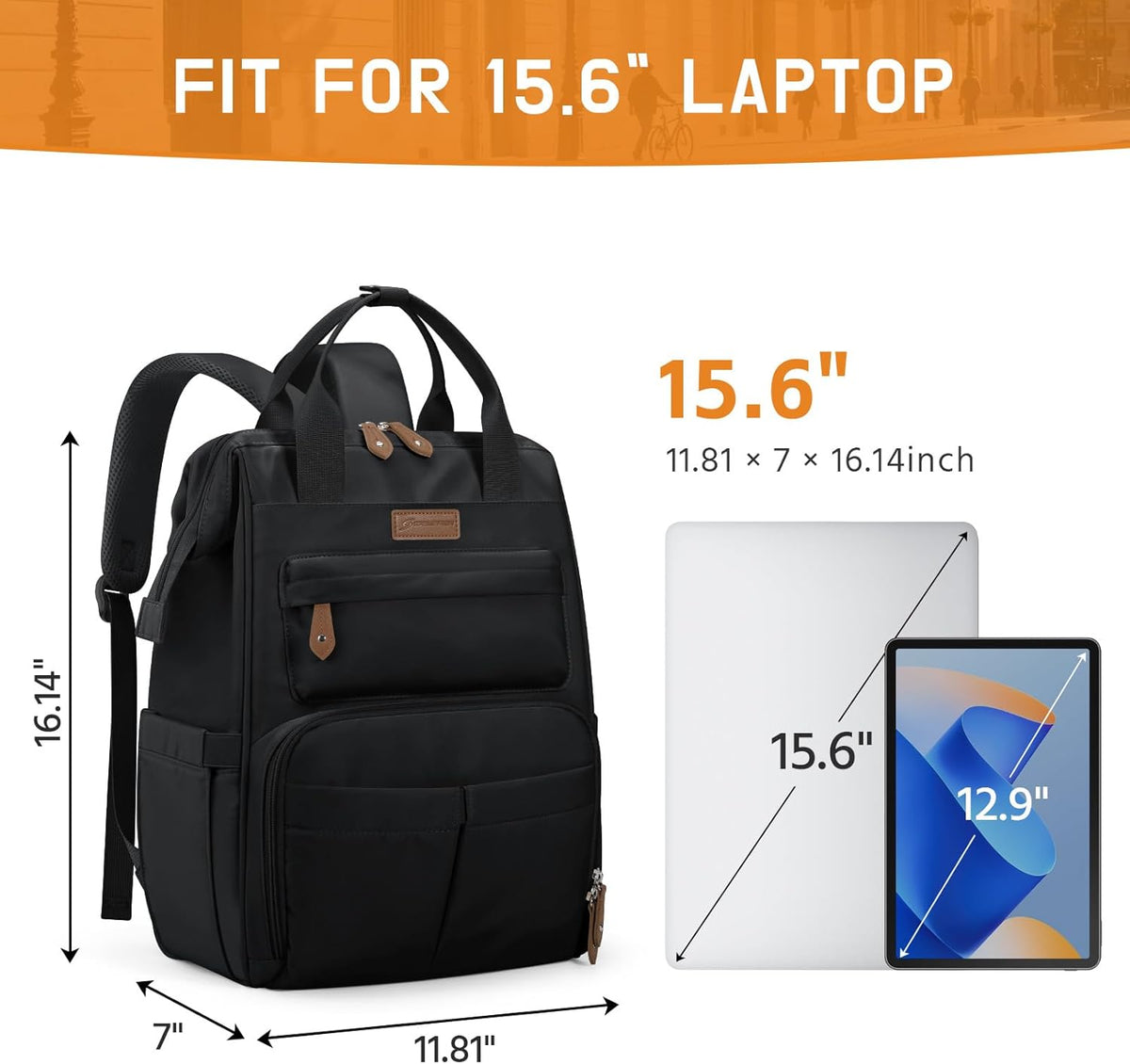 Laptop Backpack for Women Men, 15.6-17.3" Waterproof Travel Bag | Anti-theft Design, Lightweight, Luggage Strap, Device Protection, Breathable,Multi-Pockets, Perfect for Work/Business/School