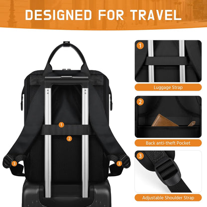 Laptop Backpack for Women Men, 15.6-17.3" Waterproof Travel Bag | Anti-theft Design, Lightweight, Luggage Strap, Device Protection, Breathable,Multi-Pockets, Perfect for Work/Business/School