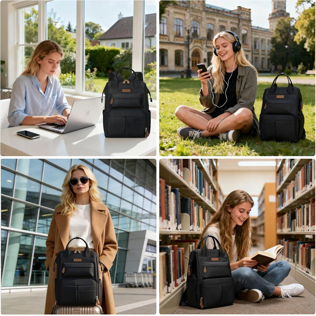 Laptop Backpack for Women Men, 15.6-17.3" Waterproof Travel Bag | Anti-theft Design, Lightweight, Luggage Strap, Device Protection, Breathable,Multi-Pockets, Perfect for Work/Business/School
