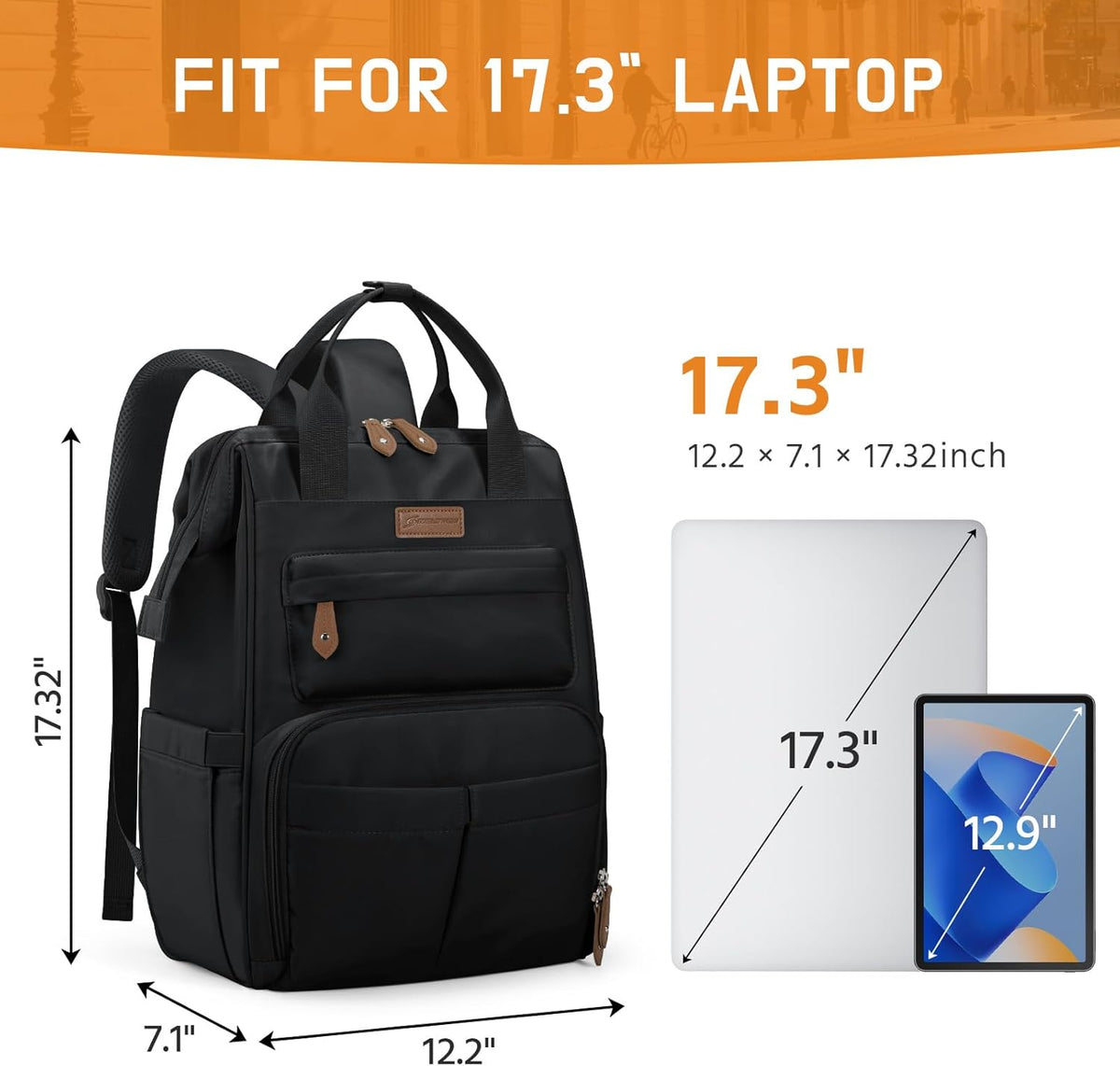 Laptop Backpack for Women Men, 15.6-17.3" Waterproof Travel Bag | Anti-theft Design, Lightweight, Luggage Strap, Device Protection, Breathable,Multi-Pockets, Perfect for Work/Business/School