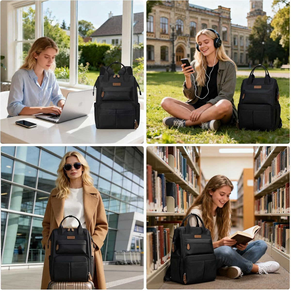 Laptop Backpack for Women Men, 15.6-17.3" Waterproof Travel Bag | Anti-theft Design, Lightweight, Luggage Strap, Device Protection, Breathable,Multi-Pockets, Perfect for Work/Business/School