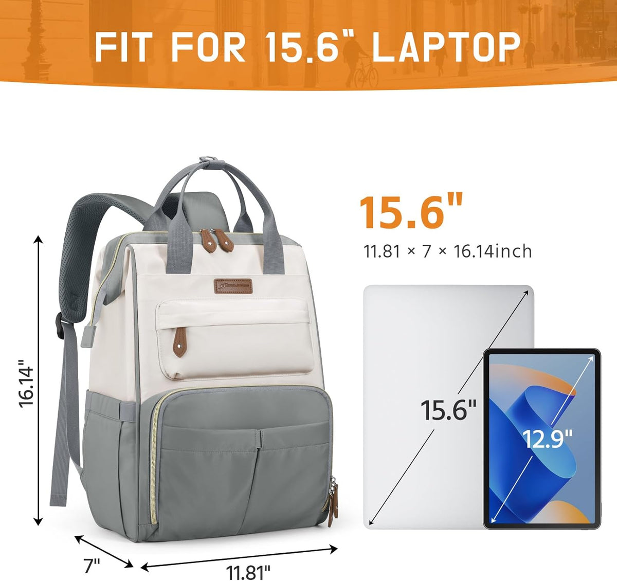 Laptop Backpack for Women Men, 15.6-17.3" Waterproof Travel Bag | Anti-theft Design, Lightweight, Luggage Strap, Device Protection, Breathable,Multi-Pockets, Perfect for Work/Business/School