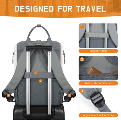 Laptop Backpack for Women Men, 15.6-17.3" Waterproof Travel Bag | Anti-theft Design, Lightweight, Luggage Strap, Device Protection, Breathable,Multi-Pockets, Perfect for Work/Business/School