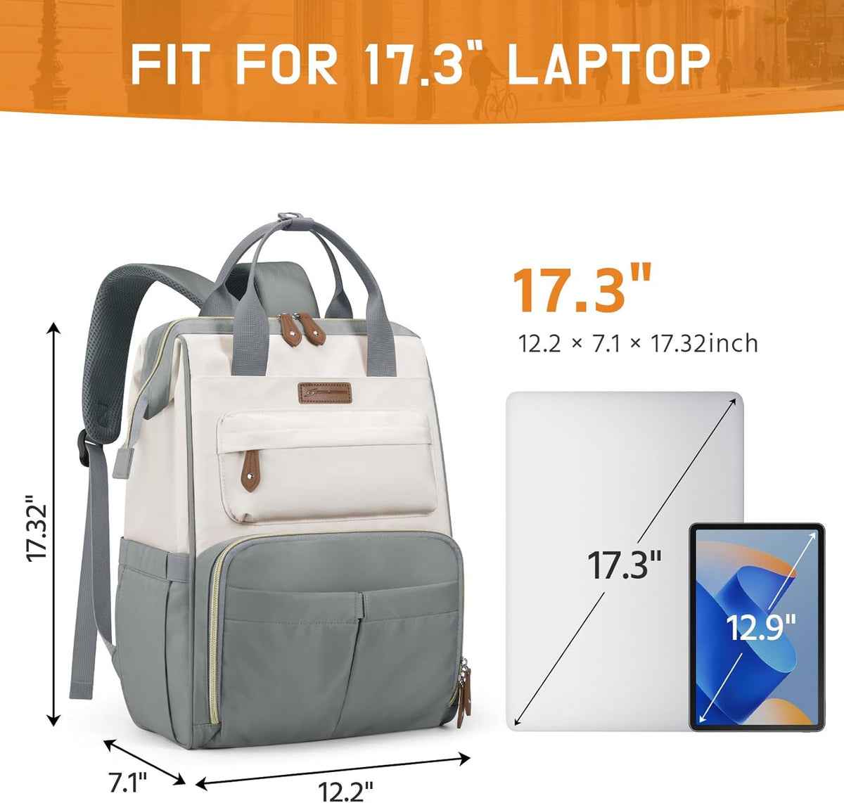 Laptop Backpack for Women Men, 15.6-17.3" Waterproof Travel Bag | Anti-theft Design, Lightweight, Luggage Strap, Device Protection, Breathable,Multi-Pockets, Perfect for Work/Business/School