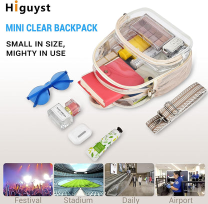 Small Clear Backpack for Women - Concerts, Stadium Events Convertible Crossbody Bag with Side Mesh Pockets