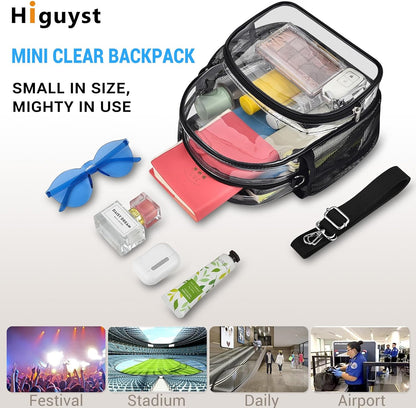 Small Clear Backpack for Women - Concerts, Stadium Events Convertible Crossbody Bag with Side Mesh Pockets