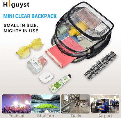 Small Clear Backpack for Women - Concerts, Stadium Events Convertible Crossbody Bag with Side Mesh Pockets