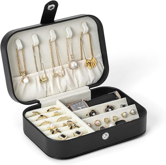 Travel Jewelry Case, Double Layer Travel Jewelry Organizer for Necklace Earring Rings Jewelry Display Case for Women, White
