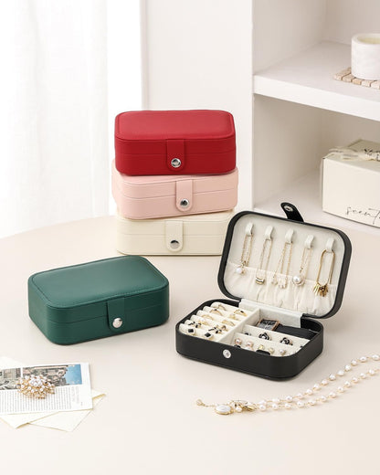 Travel Jewelry Case, Double Layer Travel Jewelry Organizer for Necklace Earring Rings Jewelry Display Case for Women, White