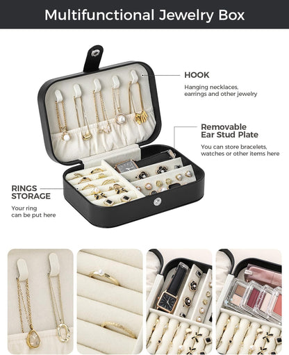 Travel Jewelry Case, Double Layer Travel Jewelry Organizer for Necklace Earring Rings Jewelry Display Case for Women, White