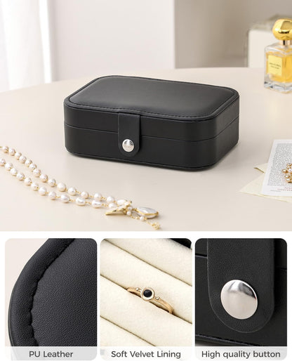 Travel Jewelry Case, Double Layer Travel Jewelry Organizer for Necklace Earring Rings Jewelry Display Case for Women, White