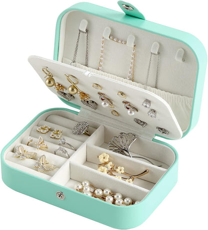 Travel Jewelry Case, Double Layer Travel Jewelry Organizer for Necklace Earring Rings Jewelry Display Case for Women, White