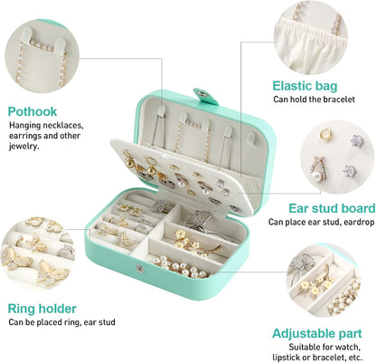 Travel Jewelry Case, Double Layer Travel Jewelry Organizer for Necklace Earring Rings Jewelry Display Case for Women, White