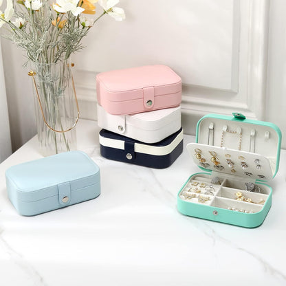 Travel Jewelry Case, Double Layer Travel Jewelry Organizer for Necklace Earring Rings Jewelry Display Case for Women, White