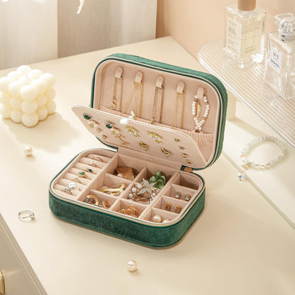 Travel Jewelry Case, Double Layer Travel Jewelry Organizer for Necklace Earring Rings Jewelry Display Case for Women, White