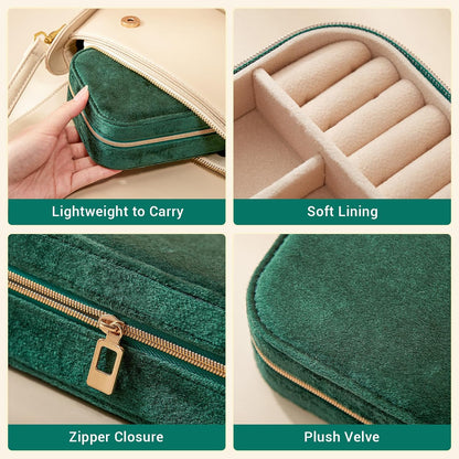 Travel Jewelry Case, Double Layer Travel Jewelry Organizer for Necklace Earring Rings Jewelry Display Case for Women, White