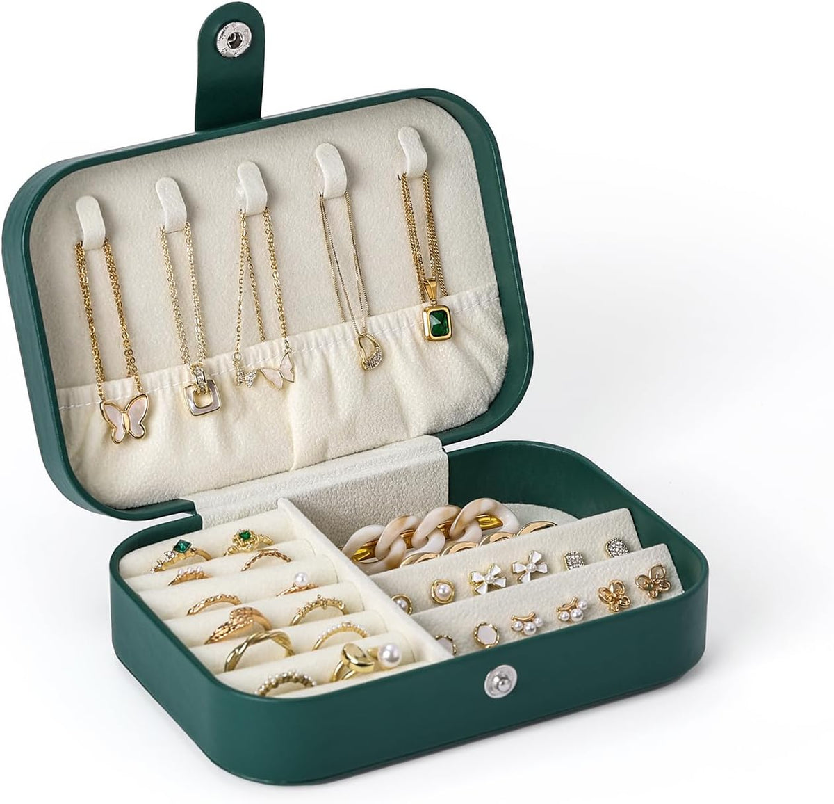 Travel Jewelry Case, Double Layer Travel Jewelry Organizer for Necklace Earring Rings Jewelry Display Case for Women, White