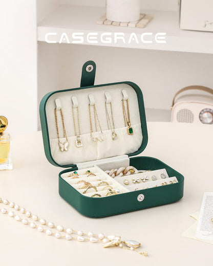 Travel Jewelry Case, Double Layer Travel Jewelry Organizer for Necklace Earring Rings Jewelry Display Case for Women, White
